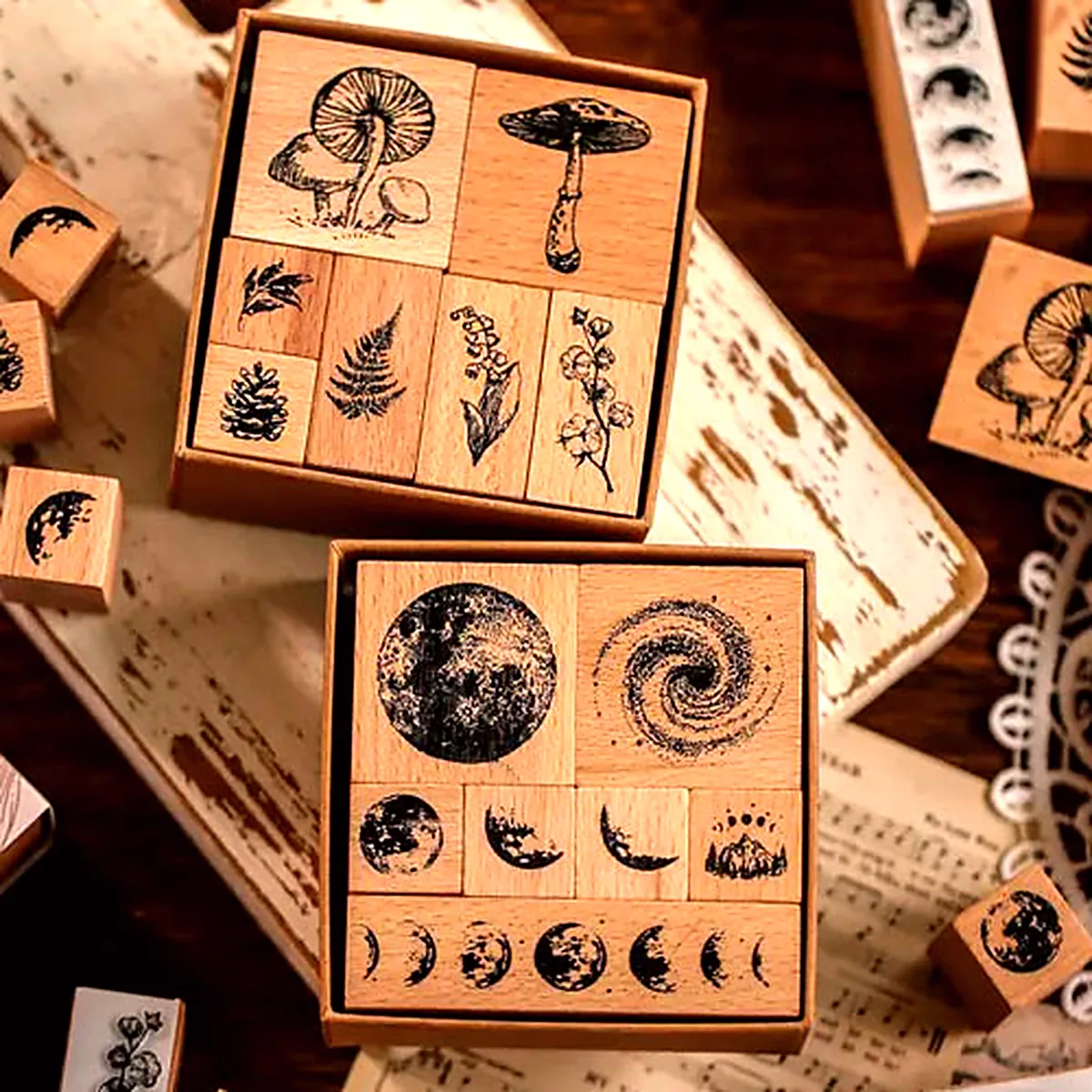 Hand-carved wood block stamp kit
