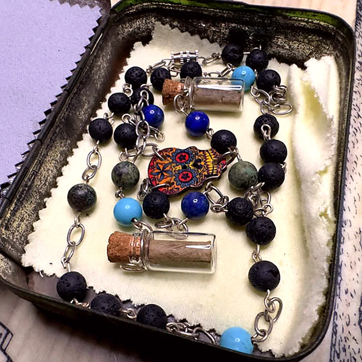 Hand-made folk saint necklace